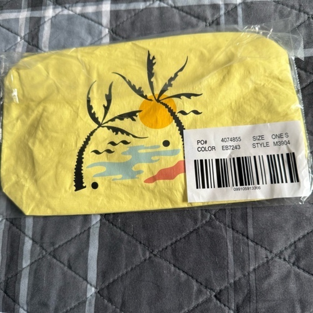 Madewell NIP Yellow Graphic Pouch with Palm Tree Design Gift Idea